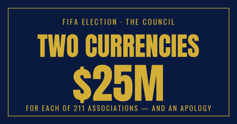 Two Currencies — An Infantino Apology for the Critics, $25 Million for the Voters